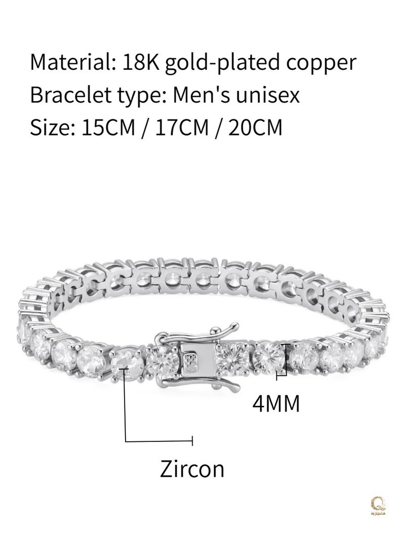 Classic Zircon Tennis Couple Bracelet 4mm, Available in 15cm / 17cm / 20cm, For Family Gatherings and Special Occasions - Image 4