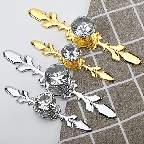 ESreake 5 Pack Gold Diamond Clear Crystal Glass Decorative Knobs with Plate,Drawer Dresser Pulls Handles with 3 Kinds of Screws for Kitchen Bathroom Office Decoration (5 Pack, Small, Golden) - Image 5