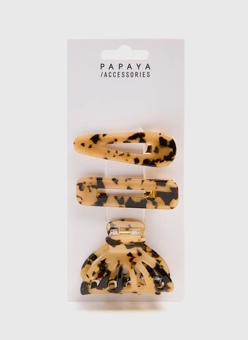 Matalan 3-Pack Brown Tortoiseshell Clamp Set