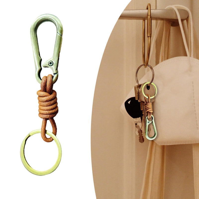 Black Vintage Leather Keychain Key Ring for Car Keys Mens Fashion Pendant - Image 2