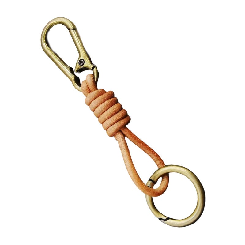 Black Vintage Leather Keychain Key Ring for Car Keys Mens Fashion Pendant - Image 3