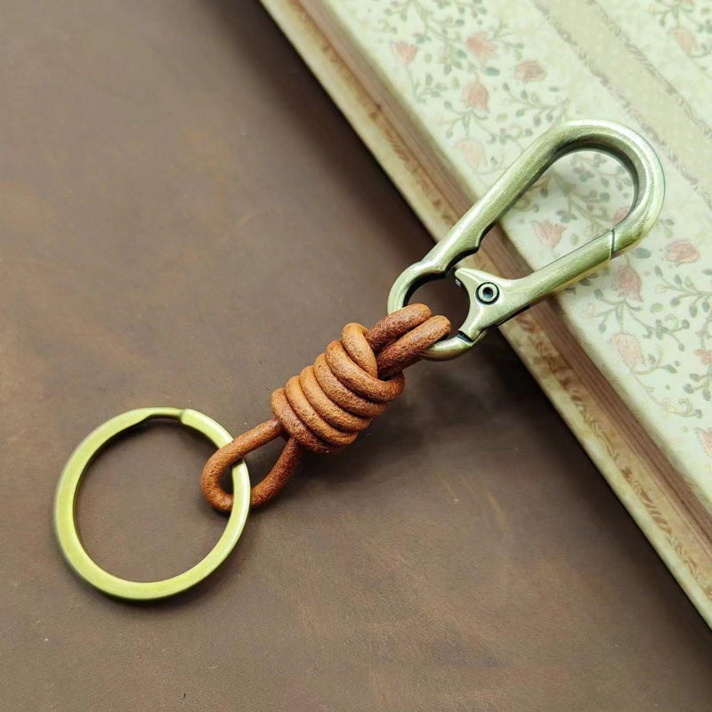 Black Vintage Leather Keychain Key Ring for Car Keys Mens Fashion Pendant - Image 5