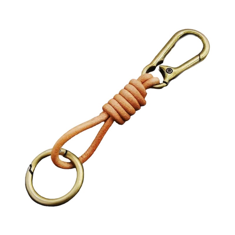 Black Vintage Leather Keychain Key Ring for Car Keys Mens Fashion Pendant - Image 1