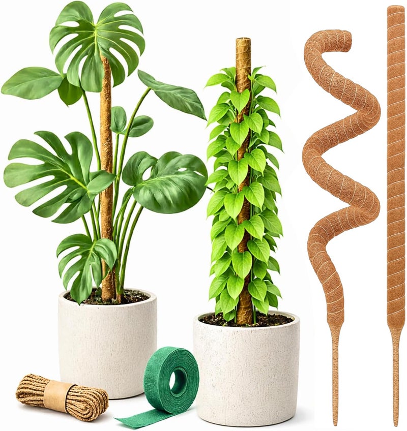 Craft911 Moss Pole Monstera Plant Support â€“ 2 Pack 28â€ Bendable Moss Pole Monstera Plant Support, Plant Stakes for Indoor Plants, Tall Plant Sticks Support for Climbing Plants - Image 1