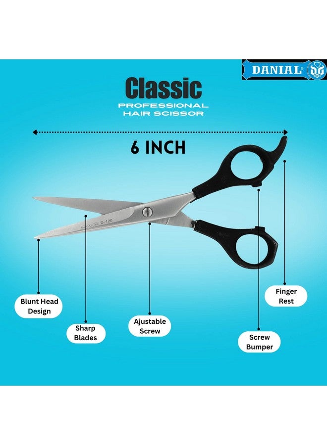 DANIAL 6-Inch Stainless Steel Barber Scissors For Professional Hair Cutting - Ideal For Men And Women'S Grooming, Beard, And Mustache Trimming - Image 4