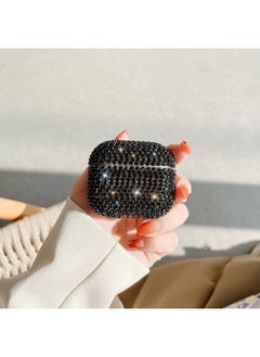 For Airpods Pro Headset Cover For Apple Rhinestone 1/2 Generation Bluetooth Headset With Sparkling Diamond Storage Shell 3 Generations-Color:Black Rhinestone Earphone Set-Applicable Model:Airpods Pro2