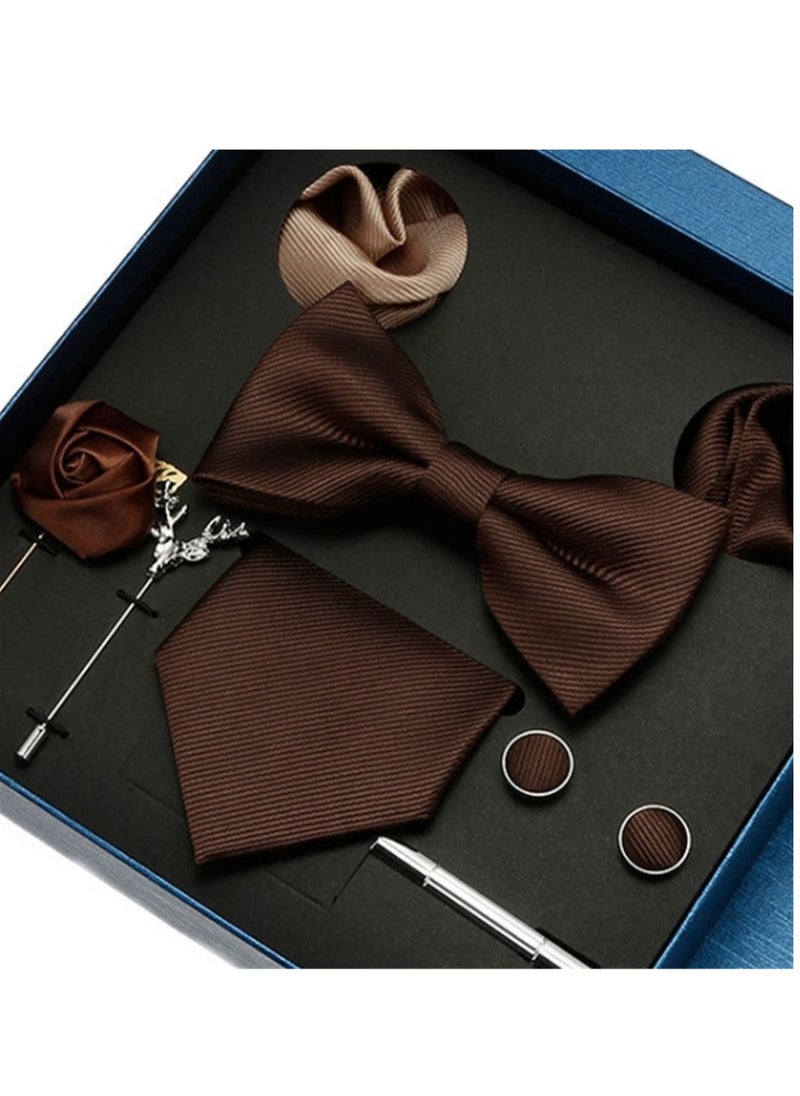 Generic 8 Pcs Men's tie pocket square cufflinks bow tie brooch set men's gift box set  - Image 4