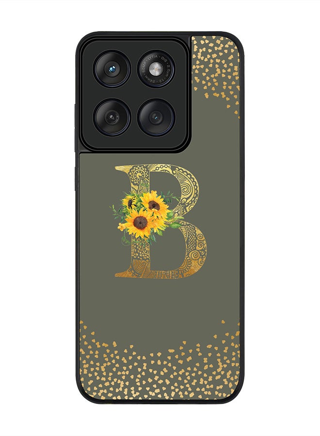 Stylizedd For Motorola MOTO Edge 60 Fusion/ Edge 60 Case,Slim fit Camera Protection, Shockproof Thin Phone cover  - Custom Floral Monogram - B  (Olive Green ) - Image 1