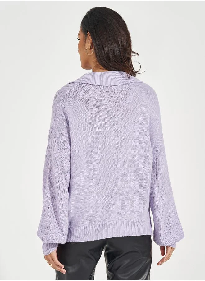 Styli Relaxed Fit Cable Knit Sweater