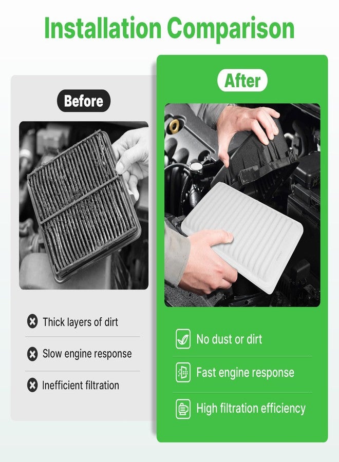 RVgolf Engine+Cabin Air Filters Fit for 2009-2019 Corolla, 2009-2014 Matrix, 2007-2018 Yaris, 2008-2014 Scion xD, 2009-2010 Vibe Engine Air Filter Replacement Accessories CF10285 CA10190 - Image 5