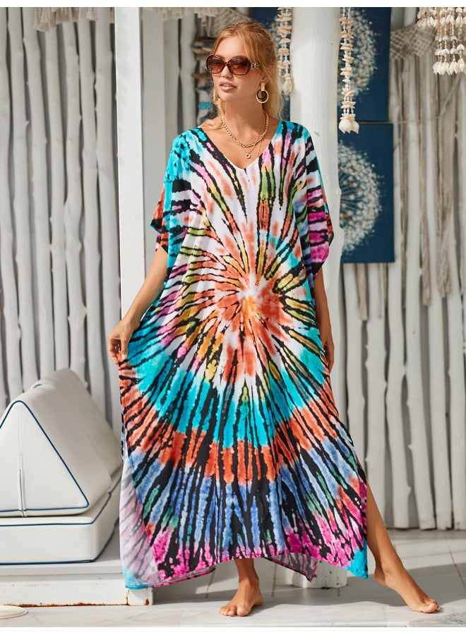 إسكدنيا بلوزة قطنية مطبوعة للعطلات كاجوال للشاطئ بي بلوزة خارجية 18 لون 1106-اللون: هالو 3-المقاس: جميع الياردات - Image 1