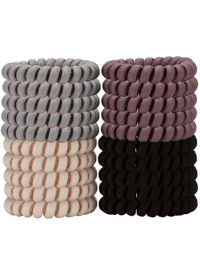 LONEEDY - LONEEDY 20 Pack Spiral Hair Ties Ponytail holder Coil Hair Ties PhoneCord Traceless Hair Rings cloth - Image 1