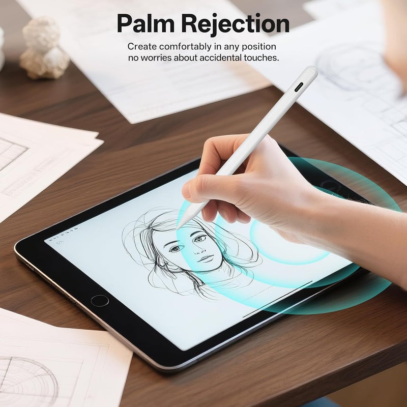 iafer Pencil for iPad 2018-2025, Fast Charge Tilt Sensitivity Palm Rejection 26H Working Time, Stylus Pen for iPad Pro 11/12.9/13 M3/M4, iPad 6th-11th A16, Air 3/4/5/M2/M3, Mini A17 Pro 7/6/5 - Image 5