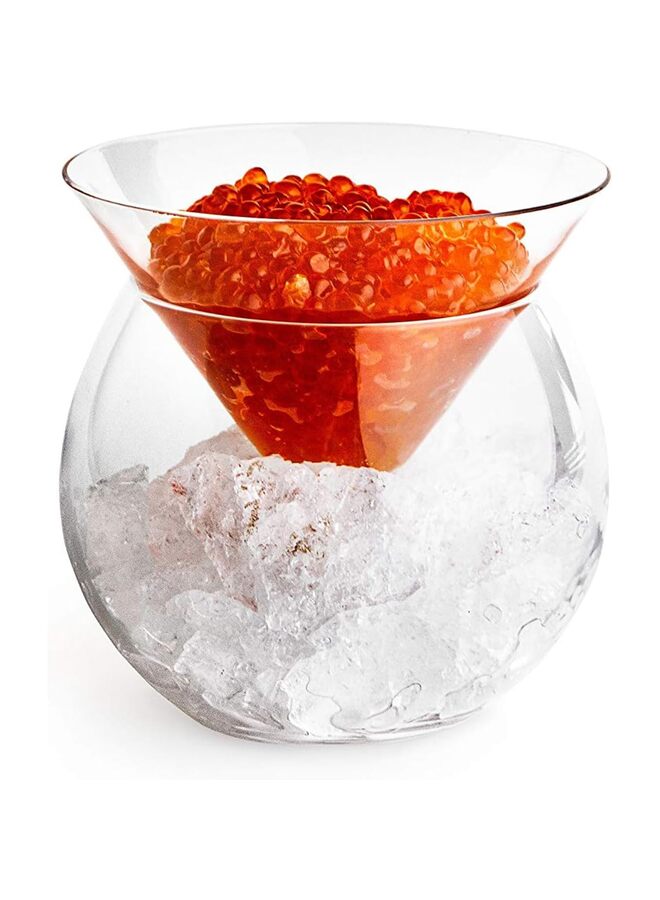 Caviar Server Set Glass Caviar Dish Chiller Server with Ice Holder for Shrimp Ice Cream Martinis and Cocktails Dishwasher Safe Serving Dish - Image 1