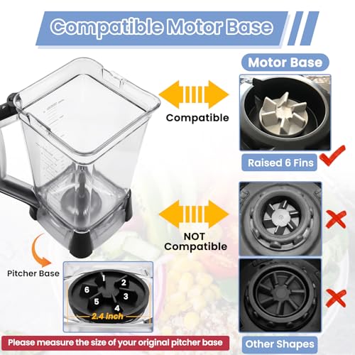 WARDFYT Replacement Pitcher 72 oz XL Compatible with Ninja Blender (New Model) BL610, 72oz Crushing Pitchers Replacement for Ninja BL710WM BL710WMC CO610B CO650B CT610 - Image 3