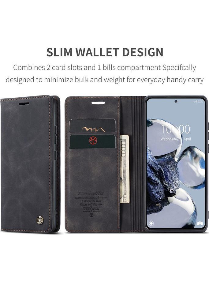 For Xiaomi 12T/12T Pro Flip Case Wallet Protection Leather Cover with Card Holder (Black)