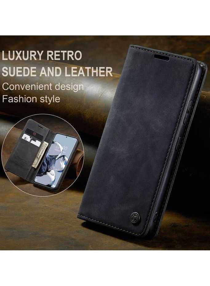 For Xiaomi 12T/12T Pro Flip Case Wallet Protection Leather Cover with Card Holder (Black)