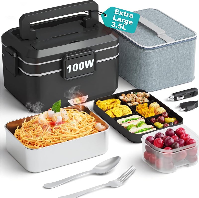 Nifogo Electric Lunch Box for Adults 3,5L 100W Portable Heated Lunch Box for Men 3 in 1 Portable Food Warmer 110V/12V/24V with Removable Stainless Steel Container & Bag - Image 1