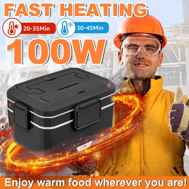 Nifogo Electric Lunch Box for Adults 3,5L 100W Portable Heated Lunch Box for Men 3 in 1 Portable Food Warmer 110V/12V/24V with Removable Stainless Steel Container & Bag - Image 3