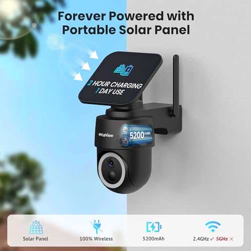 LaView 2K Solar Camera Outdoor Wireless, 100% Wire-Free WiFi Cameras for Home Security, 360° Rechargeable Battery Outdoor Camera, IP65, Color Night Vision, Two-Way Audio, Work with Alexa(4 Pack) - Image 2