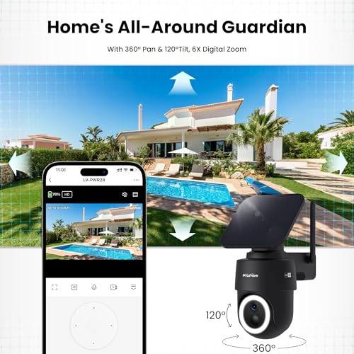 LaView 2K Solar Camera Outdoor Wireless, 100% Wire-Free WiFi Cameras for Home Security, 360° Rechargeable Battery Outdoor Camera, IP65, Color Night Vision, Two-Way Audio, Work with Alexa(4 Pack) - Image 3