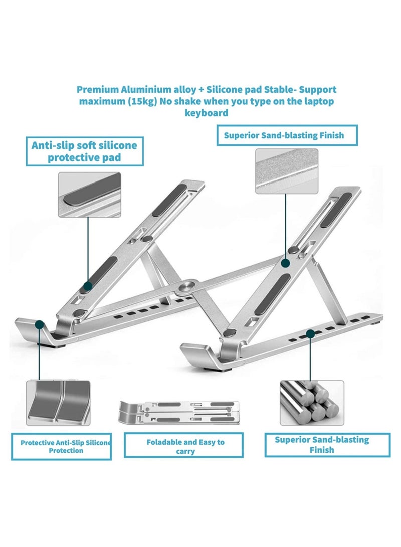 Adjustable Laptop Stand, Portable Aluminium Laptop Riser Laptop Holder for Desk, Foldable Ventilated Cooling Computer Support Stand for Apple MacBook Pro/Air, HP, Sony, Dell - Image 3