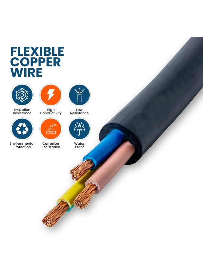 درافل كابل كهربائي ثلاثي النواة من دورافيل، سلك طاقة معزول بمادة PVC سوداء، موصل نحاسي مرن (أسود ثلاثي النواة 90 متر، 1.5 مم) - Image 3