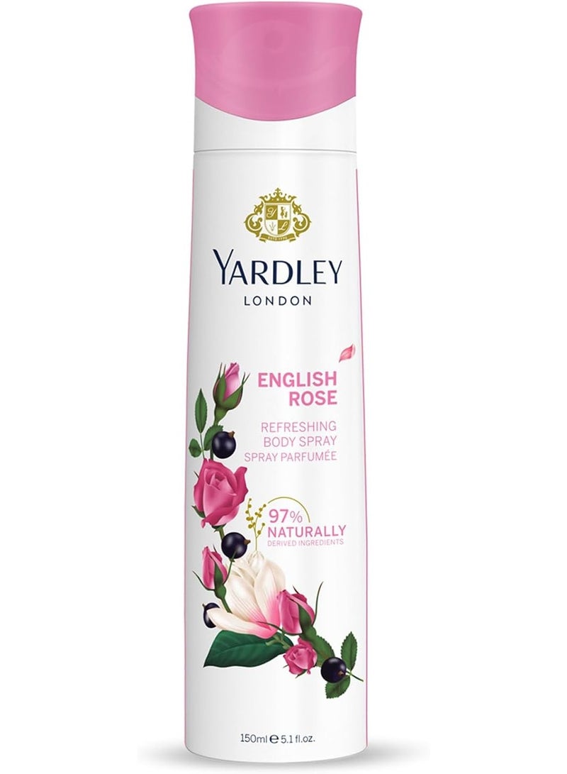 Yardley English Rose Body Spray For Women, Enchanting Floral Fragrance, With Rose, Tea Accord And Bergamot, 150 Ml - Image 1