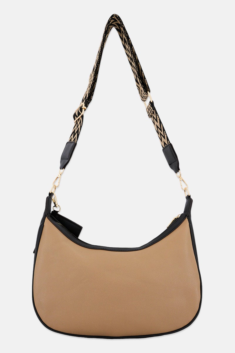 ADRIENNE VITTADINI Women Hardware Logo Hobo Bag With Card Holder, Toffee - Image 3