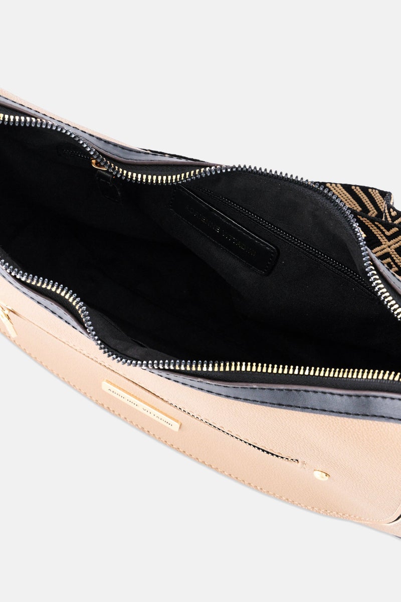 ADRIENNE VITTADINI Women Hardware Logo Hobo Bag With Card Holder, Toffee - Image 4