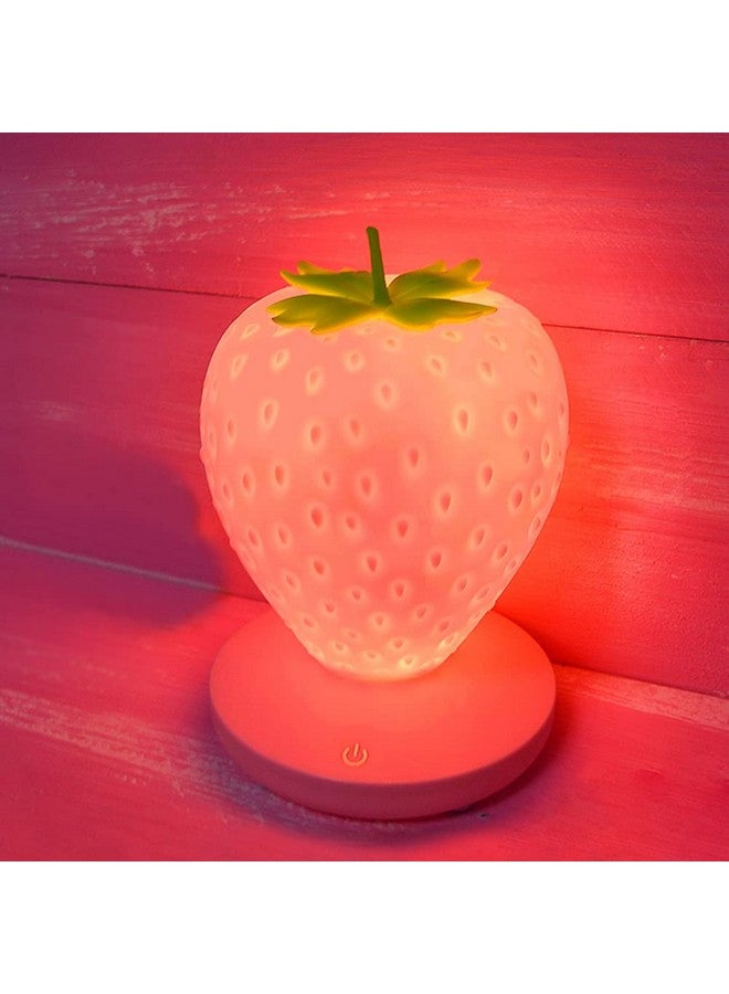 LVOERTUIG Strawberry Night Light, Cute Silicone Strawberry Lamp, LED Cute Night Light, Bedside Color Changing Lamp, 3 Modes Touch for Birthday, Christmas - Image 1