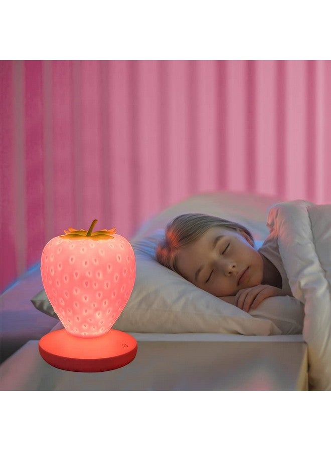 LVOERTUIG Strawberry Night Light, Cute Silicone Strawberry Lamp, LED Cute Night Light, Bedside Color Changing Lamp, 3 Modes Touch for Birthday, Christmas - Image 4
