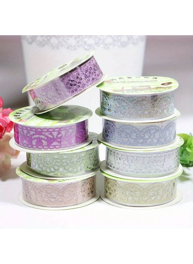 6Pcs Mixed Color Lace Glitter Washi Tape Set PVC Self Adhesive for DIY Crafts Scrapbooking - Image 4