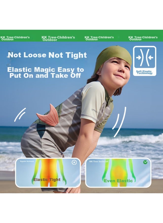 Kocotree Kk Tree Children's One-piece Swimsuit Original Yarn Boys Sunscreen Girls Long Sleeve Antibacterial Chlorine Resistant Swimming Baby Swimwear Summer - Image 4