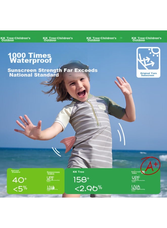 Kocotree Kk Tree Children's One-piece Swimsuit Original Yarn Boys Sunscreen Girls Long Sleeve Antibacterial Chlorine Resistant Swimming Baby Swimwear Summer - Image 3