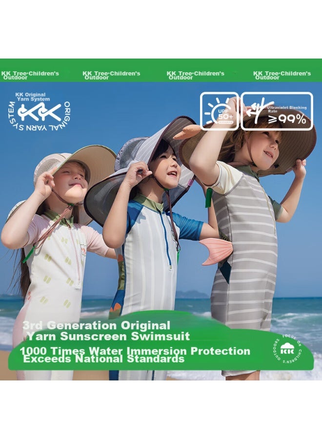 Kocotree Kk Tree Children's One-piece Swimsuit Original Yarn Boys Sunscreen Girls Long Sleeve Antibacterial Chlorine Resistant Swimming Baby Swimwear Summer - Image 2
