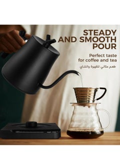Super ZYouth Electric Gooseneck Kettle 1L 1000W Water Kettle-with Temperature Indicate for Pour-over Coffee & Tea 304 Stainless Steel Coffee and Tea Pot Constant Temperature Coffee Kettle, Black  - Image 3