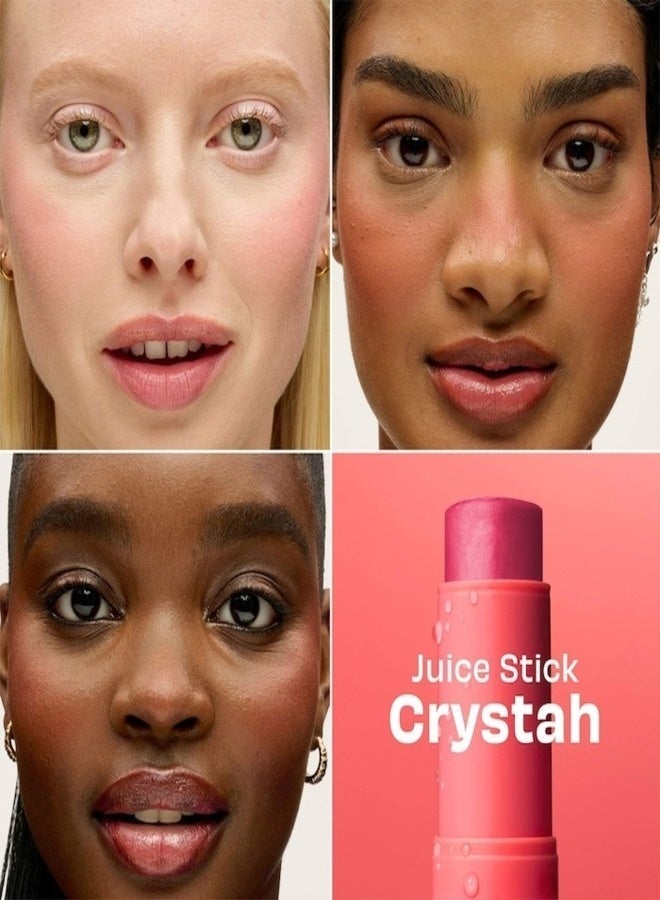 Benefit Juice Stick Dewy Gel Blush – Crystah (Strawberry Pink) 0.28 oz / 8 g | Hydrating Sheer Gel Blush Stick with Dewy Finish, Lightweight Buildable Color - Image 2