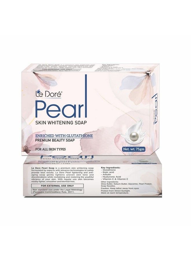 Le Dore Pearl Skin Whitening Soap With Glutathione Kojic Acid Arbutin Vitamin C & E Hyaluronic Acid ; Antiaging ; Dead Skin Removal For All Skin Types (75Gm) - Image 3