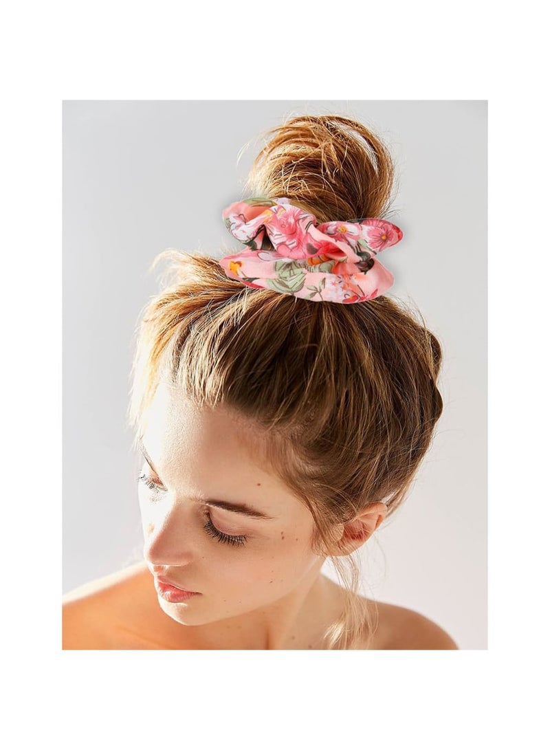 Barakah Hair Scrunchies Satin Hair Ties – Elastic Ponytail Holder for Women & Girls, 4PCS Set with Flower Design, Large Jumbo Scrunchies for Thick Curly Hair, Oversized Satin Hair Bands (4 Colors) - Image 5