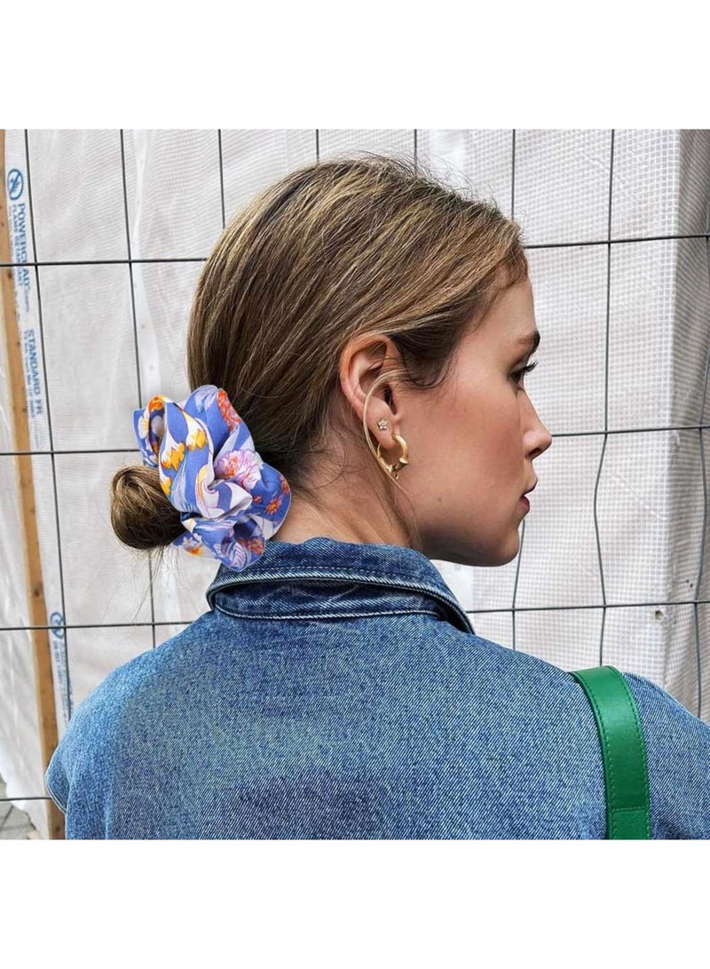 Barakah Hair Scrunchies Satin Hair Ties – Elastic Ponytail Holder for Women & Girls, 4PCS Set with Flower Design, Large Jumbo Scrunchies for Thick Curly Hair, Oversized Satin Hair Bands (4 Colors) - Image 4