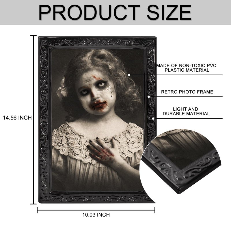 Lansian Halloween Decorations Indoor Scary Wall Decor  3Pack 3D Changing Face Moving Picture Frames Portrait  Gothic Horror Poster Castle Haunted House Mansion Decor Decoration Party Supplies  - Image 3