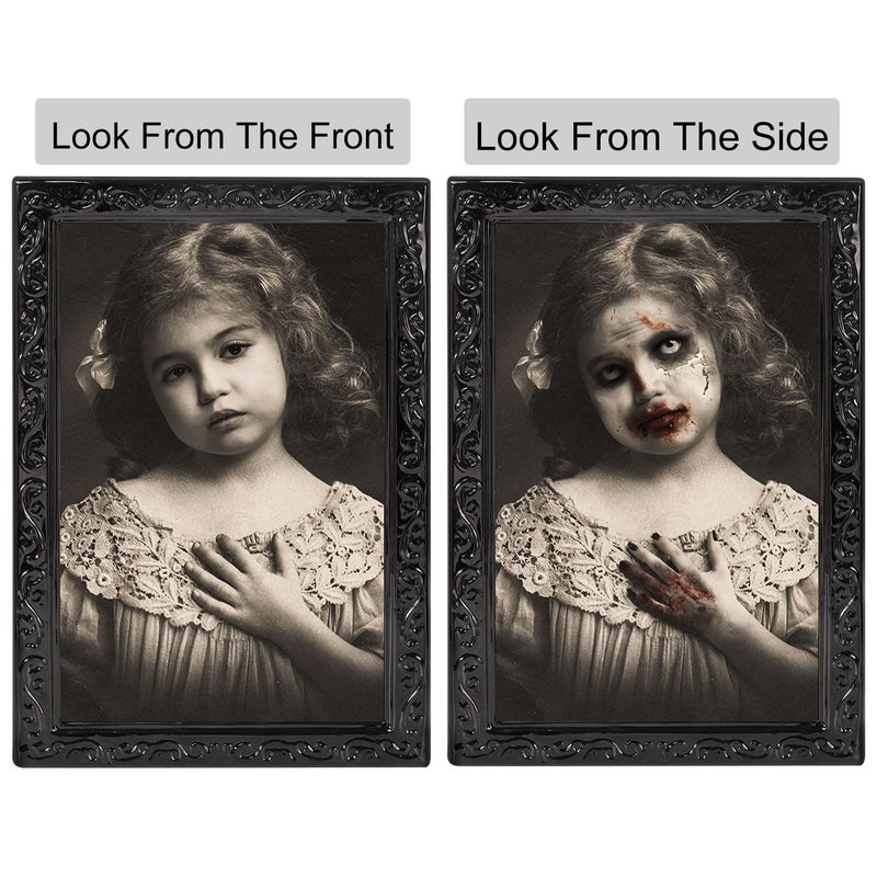 Lansian Halloween Decorations Indoor Scary Wall Decor  3Pack 3D Changing Face Moving Picture Frames Portrait  Gothic Horror Poster Castle Haunted House Mansion Decor Decoration Party Supplies  - Image 2