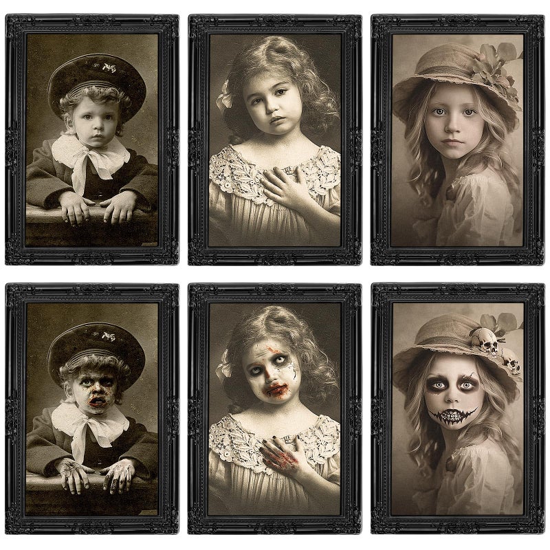 Lansian Halloween Decorations Indoor Scary Wall Decor  3Pack 3D Changing Face Moving Picture Frames Portrait  Gothic Horror Poster Castle Haunted House Mansion Decor Decoration Party Supplies  - Image 1