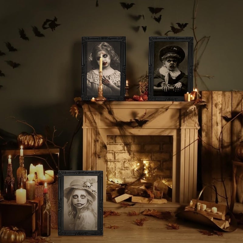 Lansian Halloween Decorations Indoor Scary Wall Decor  3Pack 3D Changing Face Moving Picture Frames Portrait  Gothic Horror Poster Castle Haunted House Mansion Decor Decoration Party Supplies  - Image 4