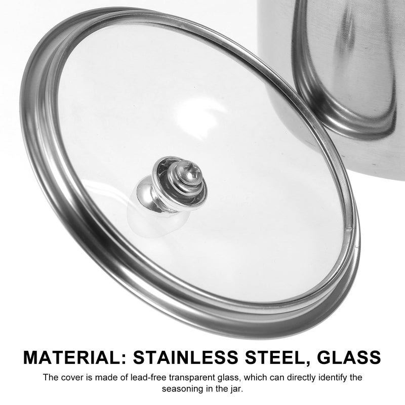 Stainless Steel Salt Jar With Glass Lid Spice Storage Container For Kitchen Seasoning And Condiment Use - Image 4