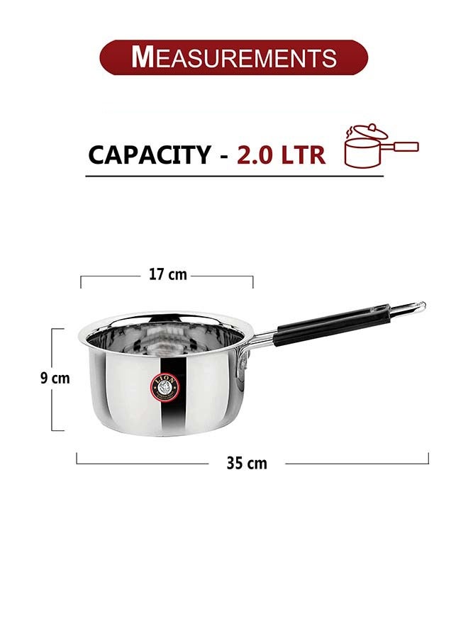 Lion Stainless Steel Sauce Pan – 2 Ltr, 17 cm, Flat Bottom, Heat-Resistant Handle with Hanging Loop, Food Grade, Rust Resistant – For Tea, Coffee, Soup, Milk, Desserts - Image 5