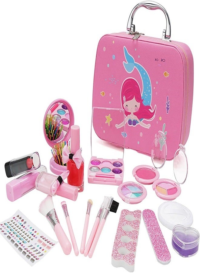 Washable Non-Toxic Makeup Set for Girls, Cute Princess Cosmetic Bag, Realistic Makeup Set for Kids, Makeup Toys, 20 Pieces  - Image 1