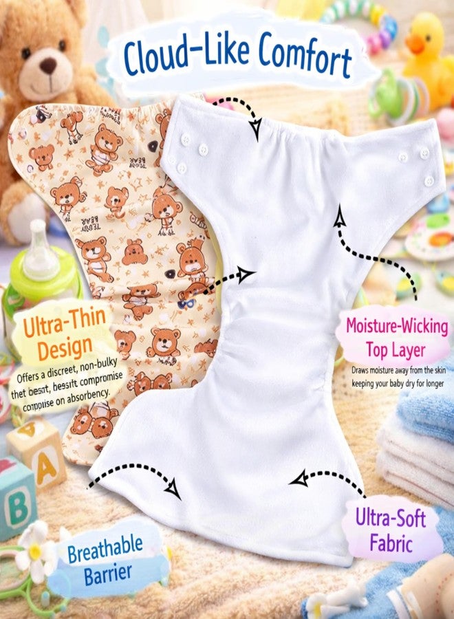 AEREX Premium Reusable Baby Printed 2 Cloth Diapers For 0 to 3 Years With 2 Black Insert Pad | Leak Proof Washable Diapers For New Born Babies | Adjustable Pocket Cloth Diaper Nappies (Purple & Yellow) - Image 3