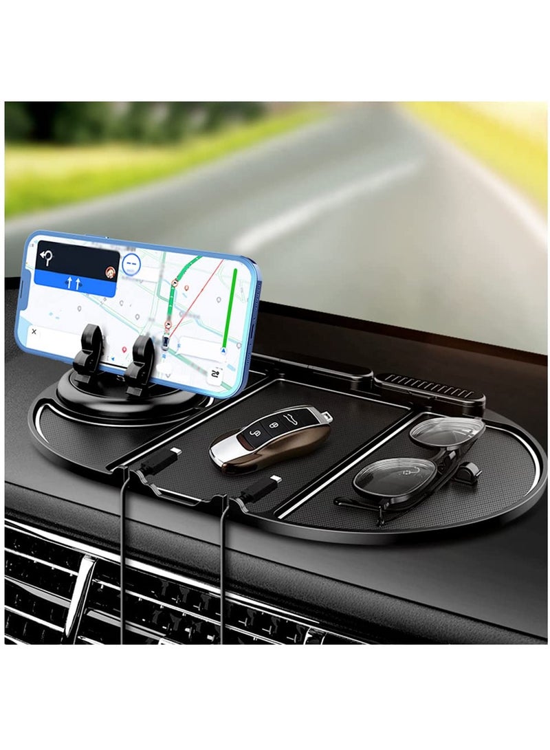 SYOSI Car Dashboard Anti Skid Mat, 6 in 1 Anti Skid Car Dashboard Sticky Pad with Phone Holder, Car Air Fresheners, Sunglasses Holder, Charger Holder, Phone Number Plate - Image 1
